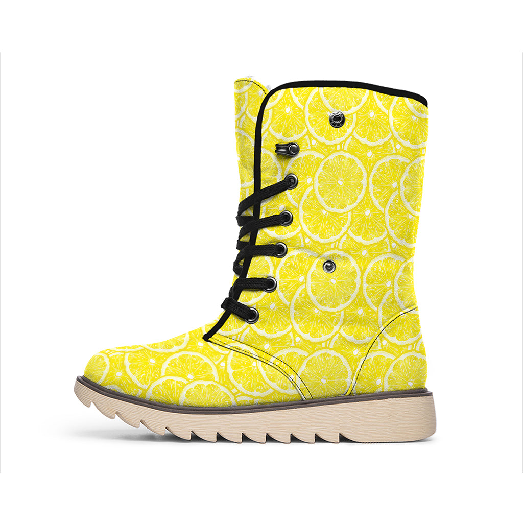 Lemon Slices Pattern Print Winter Boots