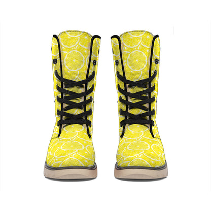 Lemon Slices Pattern Print Winter Boots