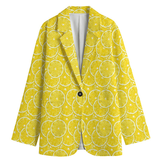 Lemon Slices Pattern Print Women's Blazer