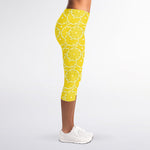 Lemon Slices Pattern Print Women's Capri Leggings