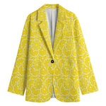 Lemon Slices Pattern Print Women's Cotton Blazer