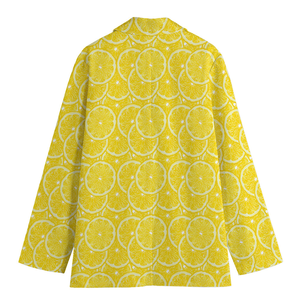 Lemon Slices Pattern Print Women's Cotton Blazer