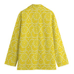 Lemon Slices Pattern Print Women's Cotton Blazer