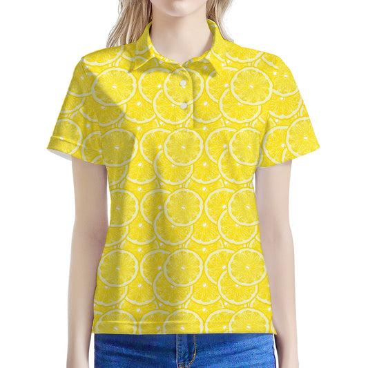Lemon Slices Pattern Print Women's Polo Shirt