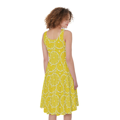 Lemon Slices Pattern Print Women's Sleeveless Dress