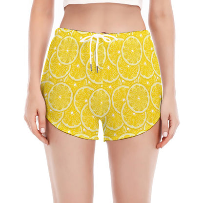 Lemon Slices Pattern Print Women's Split Running Shorts