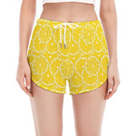 Lemon Slices Pattern Print Women's Split Running Shorts