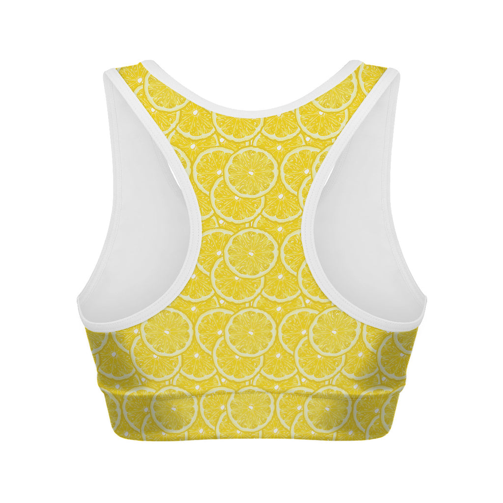 Lemon Slices Pattern Print Women's Sports Bra