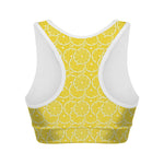 Lemon Slices Pattern Print Women's Sports Bra