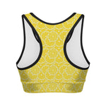 Lemon Slices Pattern Print Women's Sports Bra
