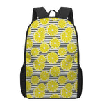 Lemon Striped Pattern Print 17 Inch Backpack