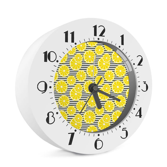 Lemon Striped Pattern Print Alarm Clock