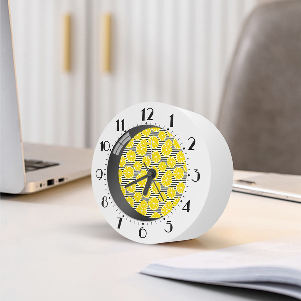 Lemon Striped Pattern Print Alarm Clock