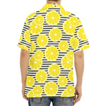 Lemon Striped Pattern Print Aloha Shirt