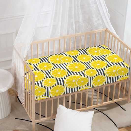 Lemon Striped Pattern Print Baby Crib Sheet