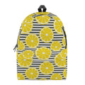 Lemon Striped Pattern Print School Backpack