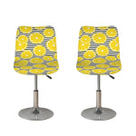 Lemon Striped Pattern Print Bar Stool Covers