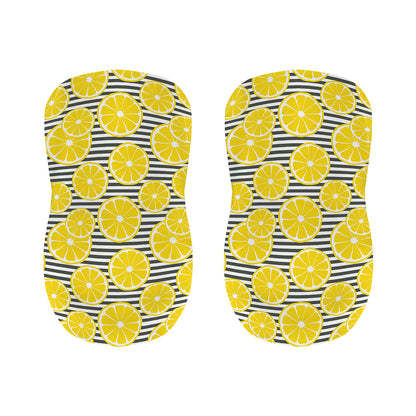Lemon Striped Pattern Print Bar Stool Covers