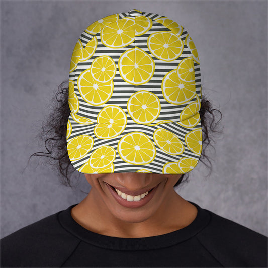 Lemon Striped Pattern Print Baseball Cap