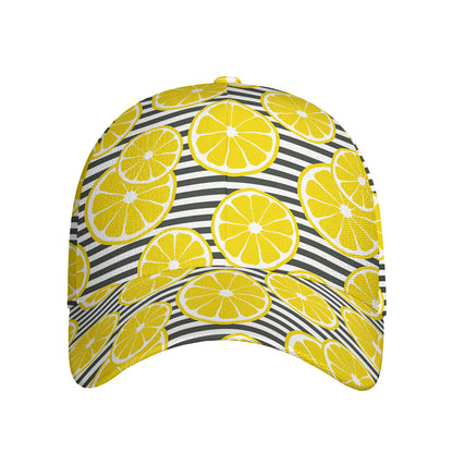 Lemon Striped Pattern Print Baseball Cap
