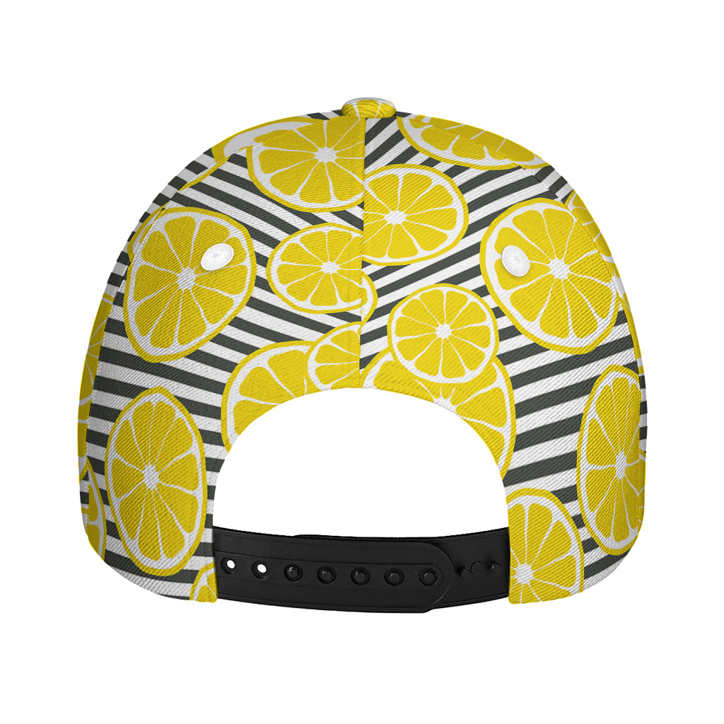 Lemon Striped Pattern Print Baseball Cap