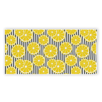 Lemon Striped Pattern Print Beach Towel