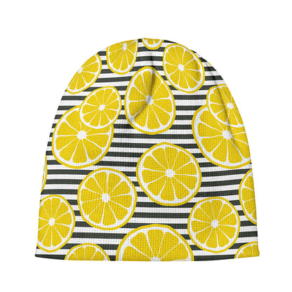 Lemon Striped Pattern Print Beanie