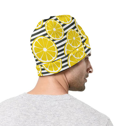 Lemon Striped Pattern Print Beanie