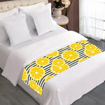 Lemon Striped Pattern Print Bed Runner