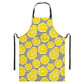 Lemon Striped Pattern Print Bib Apron With Pocket