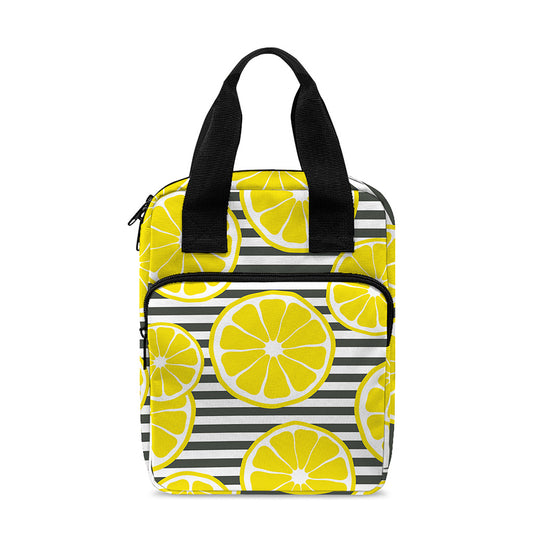 Lemon Striped Pattern Print Bible Tote Bag
