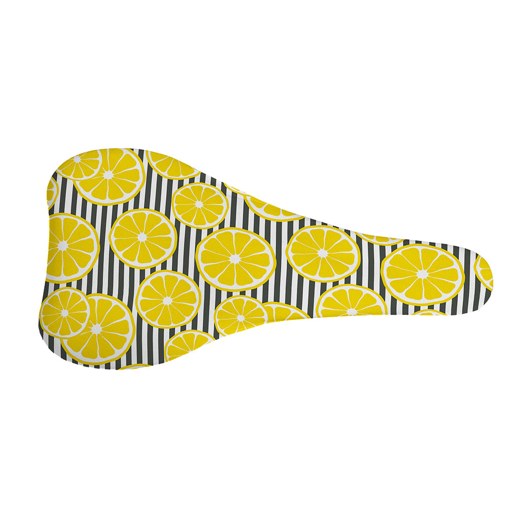 Lemon Striped Pattern Print Bicycle Seat Cover