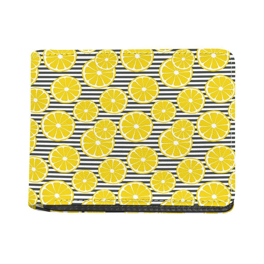 Lemon Striped Pattern Print Bifold Wallet