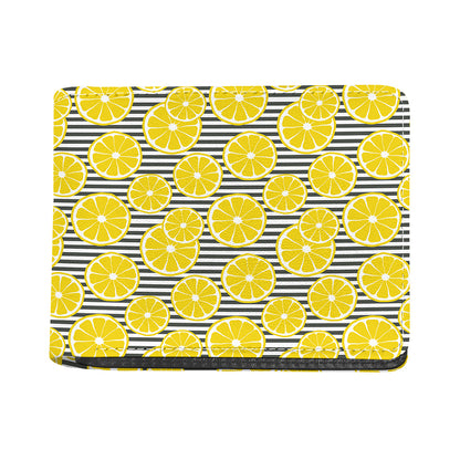 Lemon Striped Pattern Print Bifold Wallet