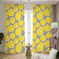 Lemon Striped Pattern Print Dimout Pencil Pleat Curtains