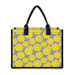 Lemon Striped Pattern Print Canvas Tote Bag
