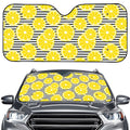 Lemon Striped Pattern Print Car Windshield Sun Shade