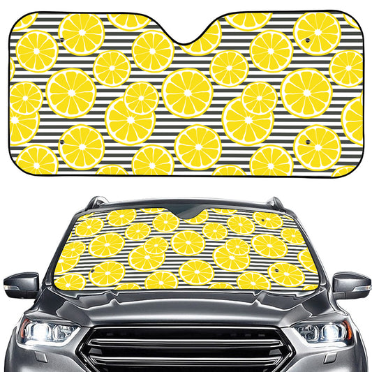 Lemon Striped Pattern Print Car Windshield Sun Shade
