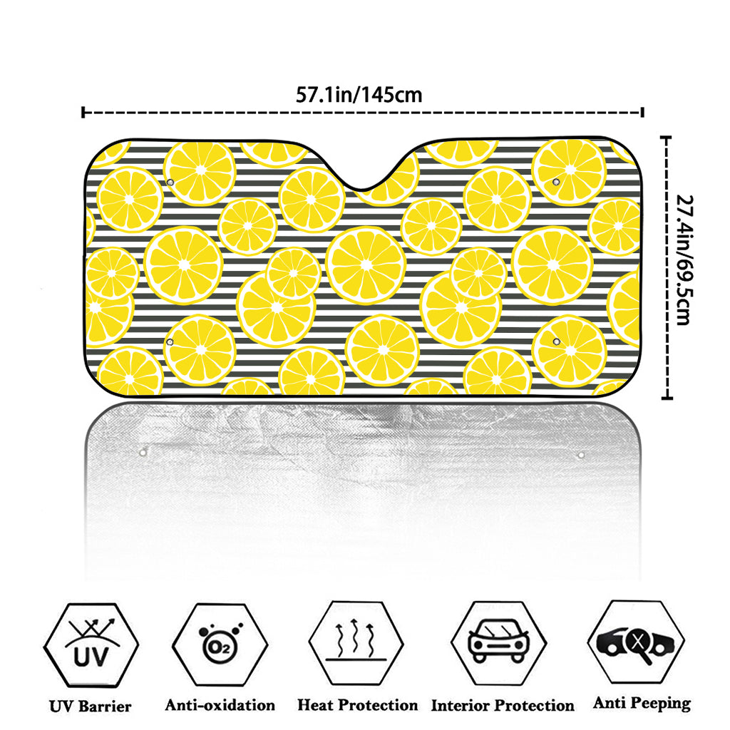 Lemon Striped Pattern Print Car Windshield Sun Shade