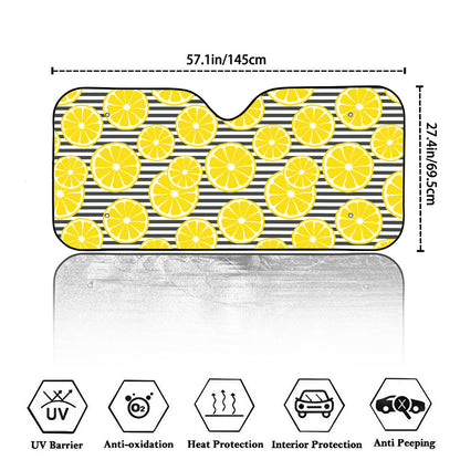 Lemon Striped Pattern Print Car Windshield Sun Shade