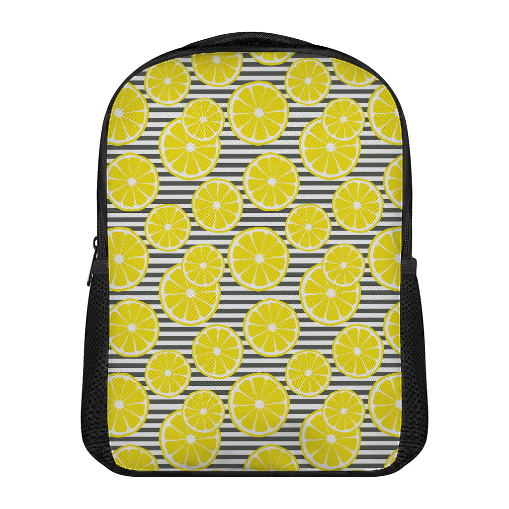 Lemon Striped Pattern Print Casual Backpack
