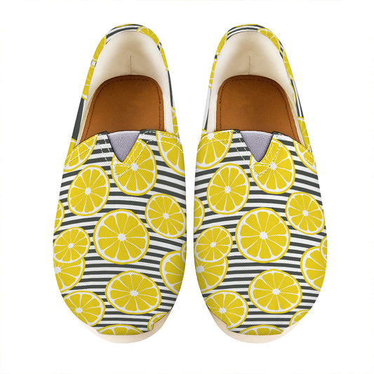 Lemon Striped Pattern Print Casual Shoes