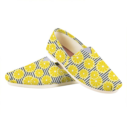 Lemon Striped Pattern Print Casual Shoes