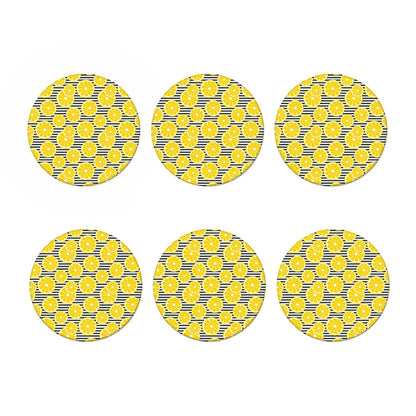 Lemon Striped Pattern Print Coaster Set