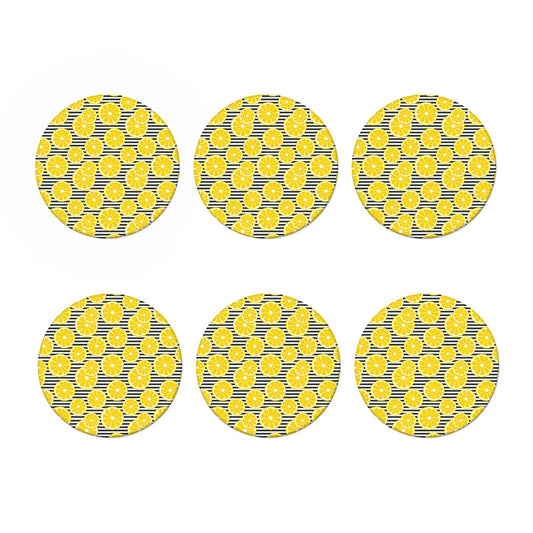 Lemon Striped Pattern Print Coaster Set