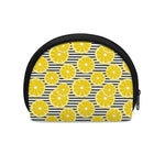 Lemon Striped Pattern Print Coin Purse