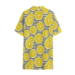 Lemon Striped Pattern Print Cotton Hawaiian Shirt