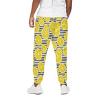 Lemon Striped Pattern Print Cotton Pants