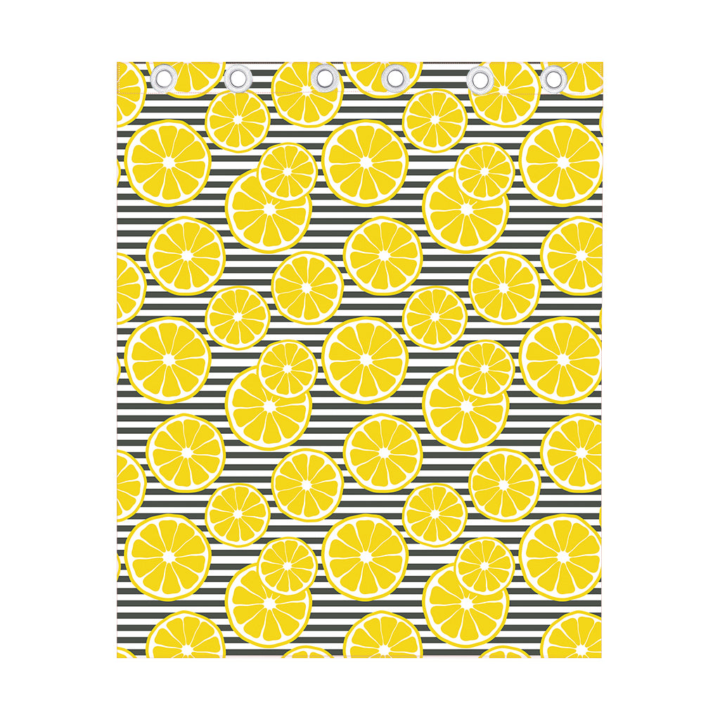 Lemon Striped Pattern Print Curtain