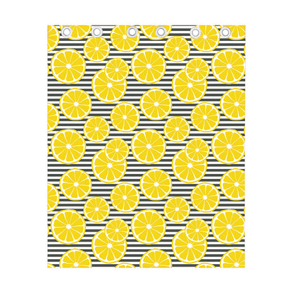 Lemon Striped Pattern Print Curtain